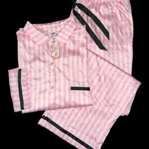 NWT Victorias Secret Signature Satin Long Pajama Set Size Large Regular
